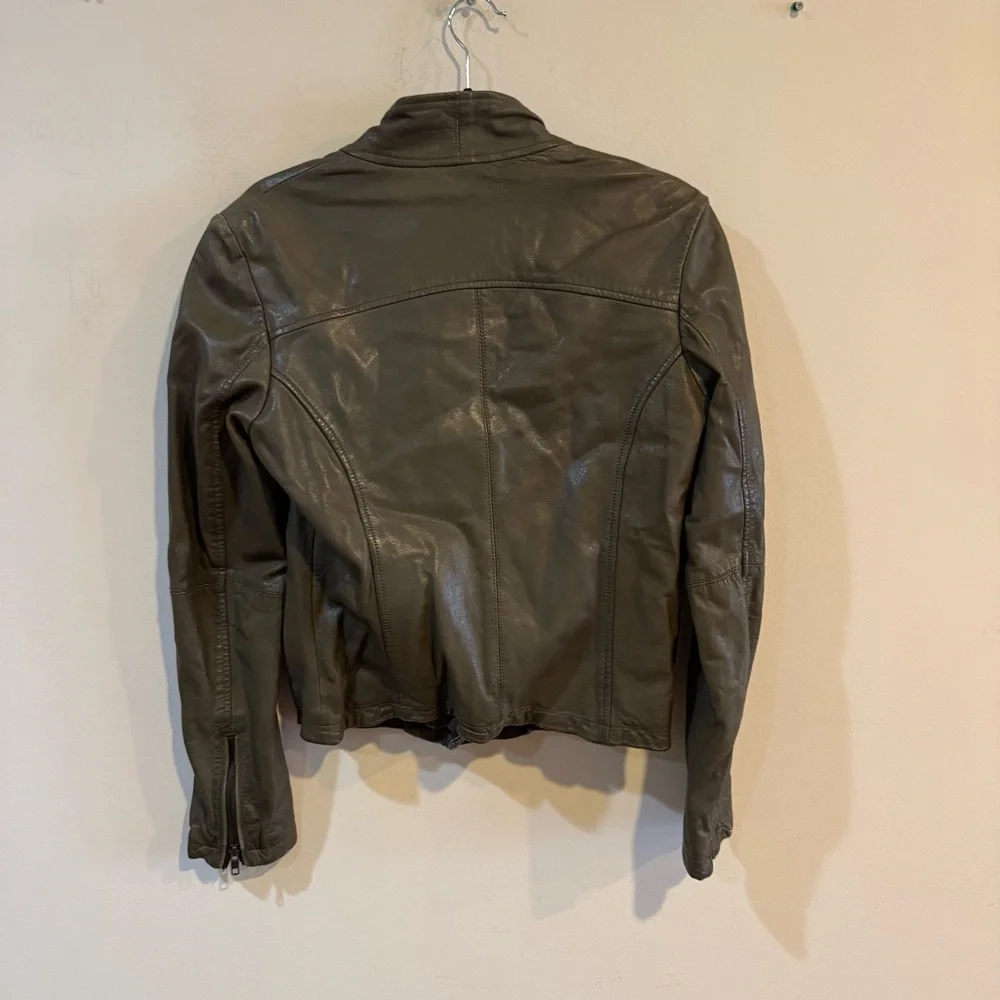 MUUBAA green Leather Jacket moto - Picture 3 of 4